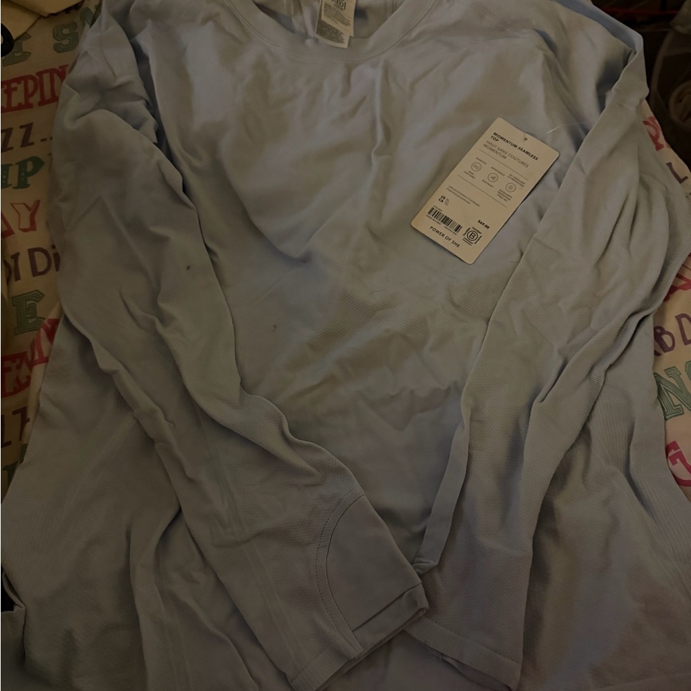 Athleta Light Blue Momentum Seamless Long Sleeve Tee - Picture 2 of 6